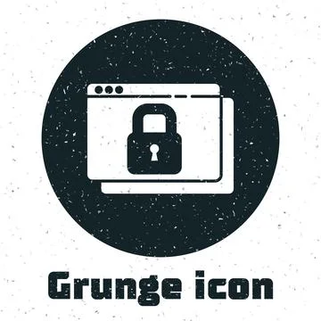 Grunge Secure your site with HTTPS, SSL icon isolated on white background Illustration