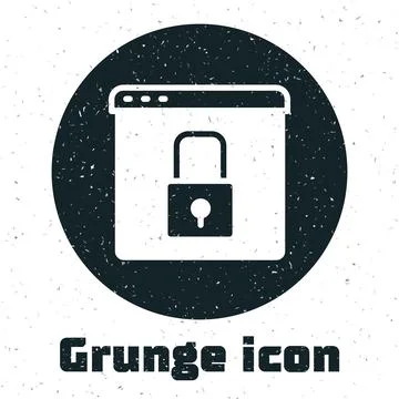 Grunge Secure your site with HTTPS, SSL icon isolated on white background Illustration