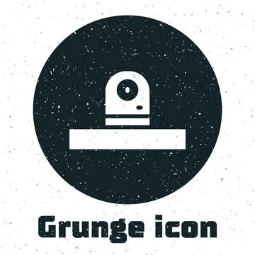 Grunge Security camera icon isolated on white background. Monochrome vintage Stock Illustration