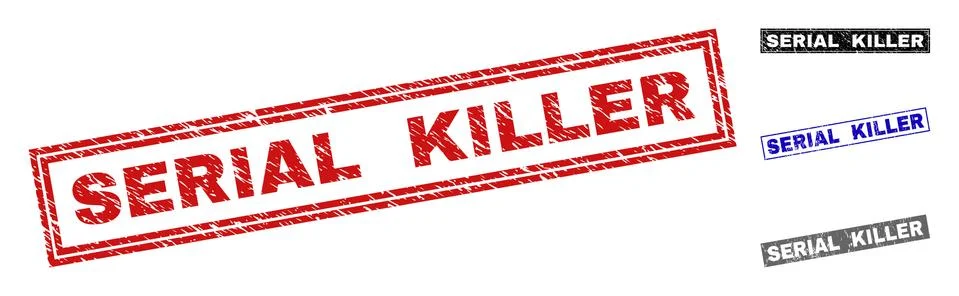 Grunge SERIAL KILLER Scratched Rectangle Watermarks Stock Illustration