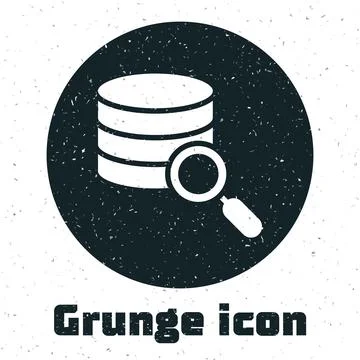 Grunge Server, Data, Web Hosting icon isolated on white background. Monochrome Illustrazione stock
