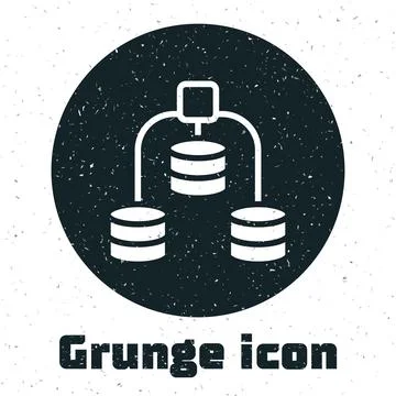 Grunge Server, Data, Web Hosting icon isolated on white background. Monochr.. Illustrazione stock