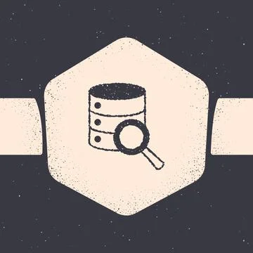 Grunge Server, Data, Web Hosting icon isolated on grey background. Monochro.. Illustrazione stock