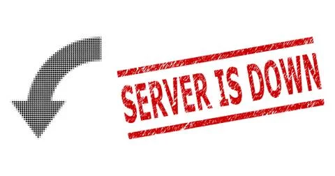 Grunge Server Is Down Seal and Halftone Dotted Rotate Down Illustrazione stock