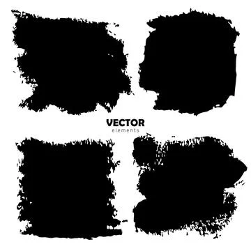 Grunge Set Brush Shape Vector Strokes in Black color on white background. Hand Illustrazione stock