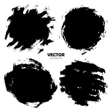 Grunge Set Brush Shape Vector Strokes in Black color on white background. Hand Illustrazione stock