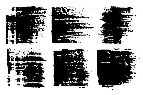 Grunge Set Brush Shape Vector Strokes in Black color on white background. Hand Stock Illustration