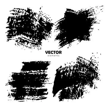 Grunge Set Brush Shape Vector Strokes in Black color on white background. Hand Illustrazione stock