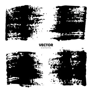 Grunge Set Brush Shape Vector Strokes in Black color on white background. Hand Stock Illustration