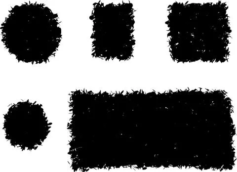 Grunge shape square and round black silhouette on white Stock Illustration