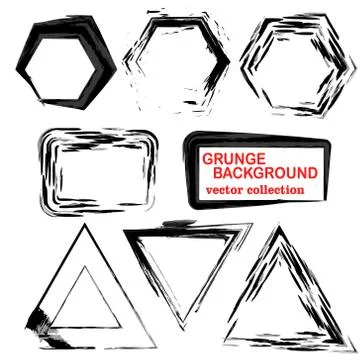 Grunge shapes. Triangle, square,hexagon. Set of Hand Drawn , vector design el Stockillustratie