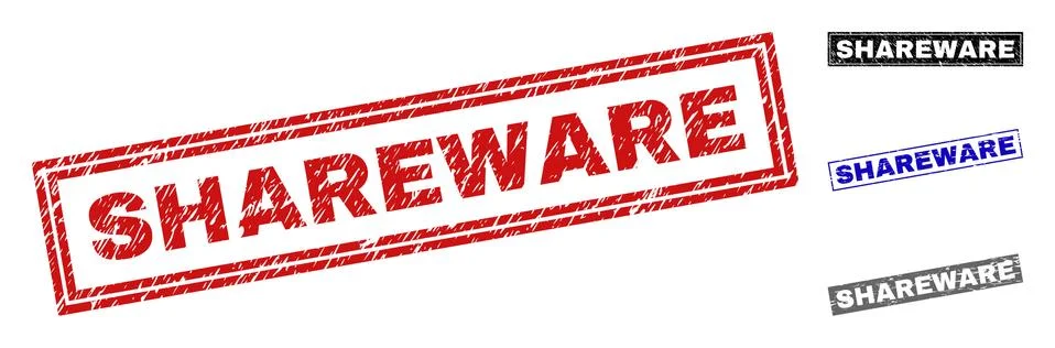 Grunge SHAREWARE Scratched Rectangle Watermarks Stock Illustration
