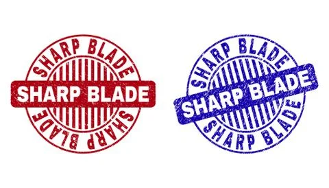 Grunge SHARP BLADE Textured Round Stamp Seals Illustrazione stock