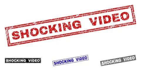 Grunge SHOCKING VIDEO Scratched Rectangle Watermarks Stock Illustration