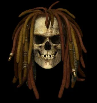 Grunge Skull with Dreadlocks Stock Illustration