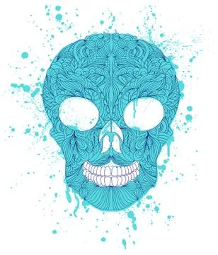 Grunge skull on white background. Stock Illustration