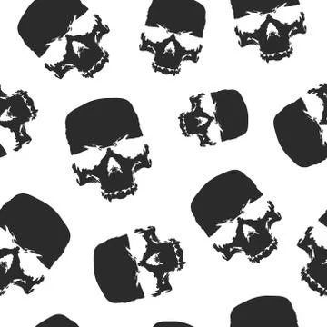 Grunge skulls seamless pattern background design for textiles, wrapping paper Stock Illustration