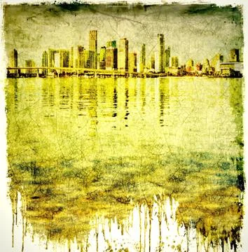 Grunge skyline background Stock Illustration