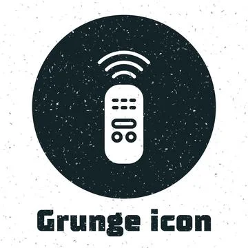 Grunge Smart remote control system icon isolated on white background. Internet Stock Illustration