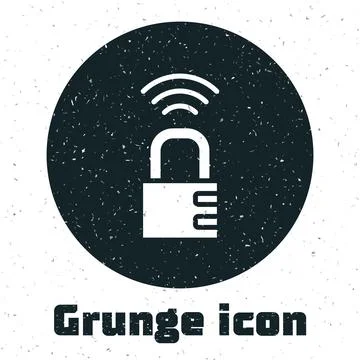 Grunge Smart safe combination lock icon isolated on white background. Combi.. イラスト素材