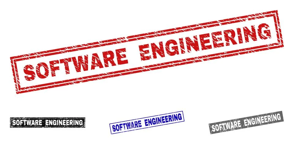 Grunge SOFTWARE ENGINEERING Scratched Rectangle Stamp Seals Stock Illustration