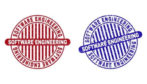 Grunge SOFTWARE ENGINEERING Scratched Round Watermarks Stock Illustration
