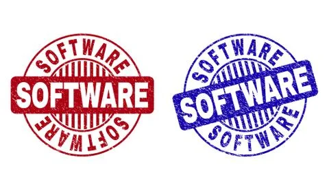 Grunge SOFTWARE Textured Round Stamp Seals 스톡 일러스트