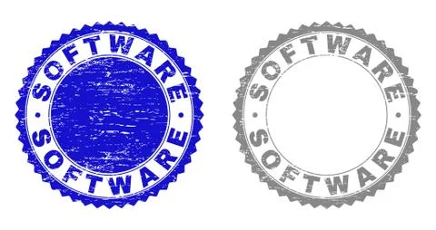 Grunge SOFTWARE Textured Stamp Seals Stock Illustration