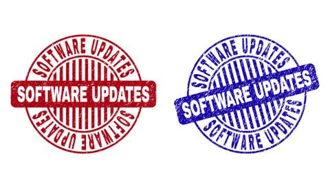 Grunge SOFTWARE UPDATES Textured Round Stamp Seals Stock Illustration