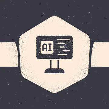 Grunge Software, web developer programming code icon isolated on grey background Stock Illustration