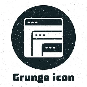 Grunge Software, web developer programming code icon isolated on white Stock Illustration