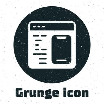 Grunge Software, web developer programming code icon isolated on white Stock Illustration