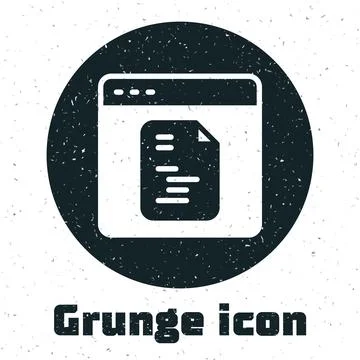 Grunge Software, web developer programming code icon isolated on white Stock Illustration