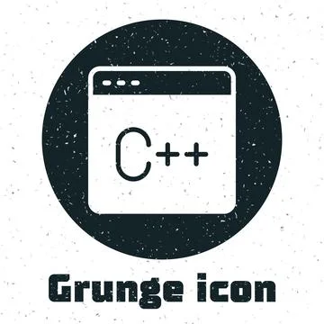 Grunge Software, web developer programming code icon isolated on white back.. Stock Illustration