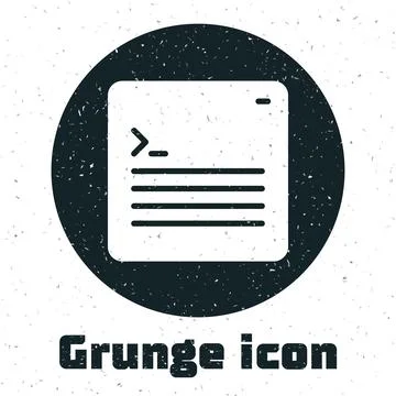 Grunge Software, web developer programming code icon isolated on white back.. Illustrazione stock