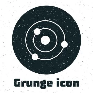 Grunge Solar system icon isolated on white background. The planets revolve Stock Illustration
