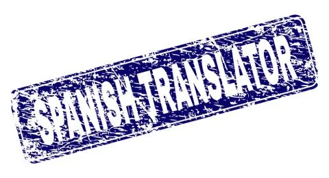 Grunge SPANISH TRANSLATOR Framed Rounded Rectangle Stamp 스톡 일러스트