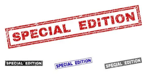 Grunge SPECIAL EDITION Scratched Rectangle Stamp Seals Stock Illustration
