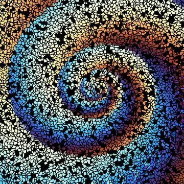 Grunge spiral pattern with abstract mosaic tiles, editable template, vector Illustrazione stock