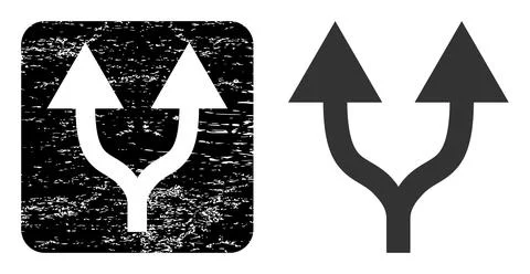 Grunge Split Arrows Up Hole Badge Illustrazione stock