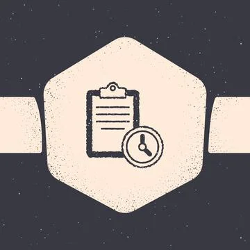 Grunge Sport training program or fitness plan icon isolated on grey background 스톡 일러스트