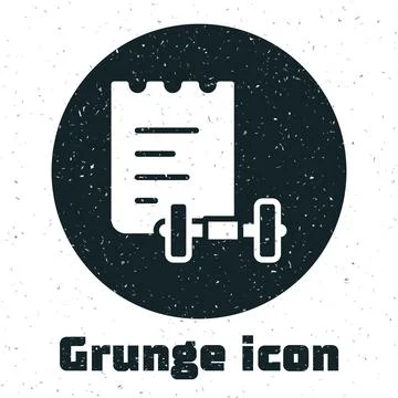 Grunge Sport training program or fitness plan icon isolated on white backgr.. Stock Illustration