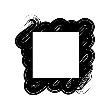 Grunge square frame and border for graphic design. Textured wavy Black template Stock Illustration