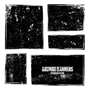 Grunge square frames, banners with stains and scratches. Brush stroke イラスト素材