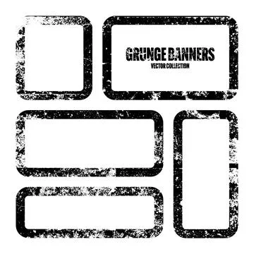 Grunge square frames, banners with stains and scratches. Brush stroke Stock Illustration