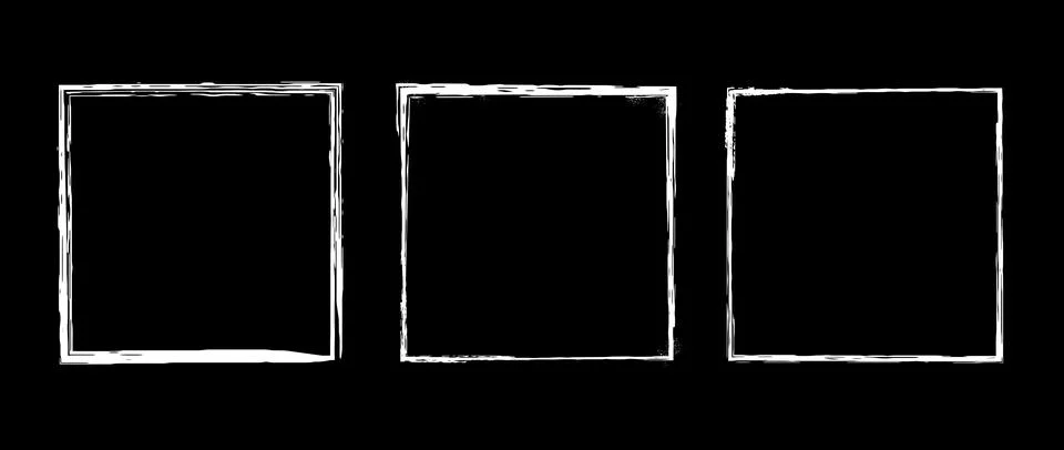 Grunge square frames set. Different paint brushed borders collection. Chalk or Stock Illustration