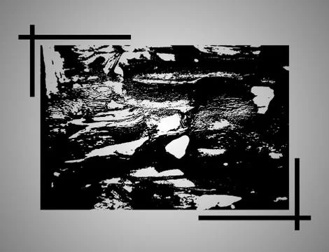 Grunge square on a white background in a frame. Abstract smears Stock Illustration