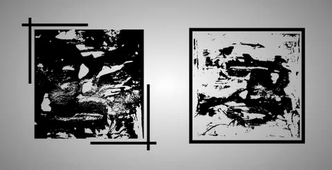 Grunge square on a white background in a frame. Abstract smears Stock Illustration