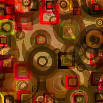 Grunge squares circles on the wall Stock Photos
