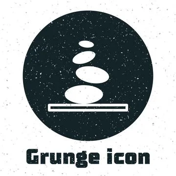 Grunge Stack hot stones icon isolated on white background. Spa salon access.. Stock Illustration